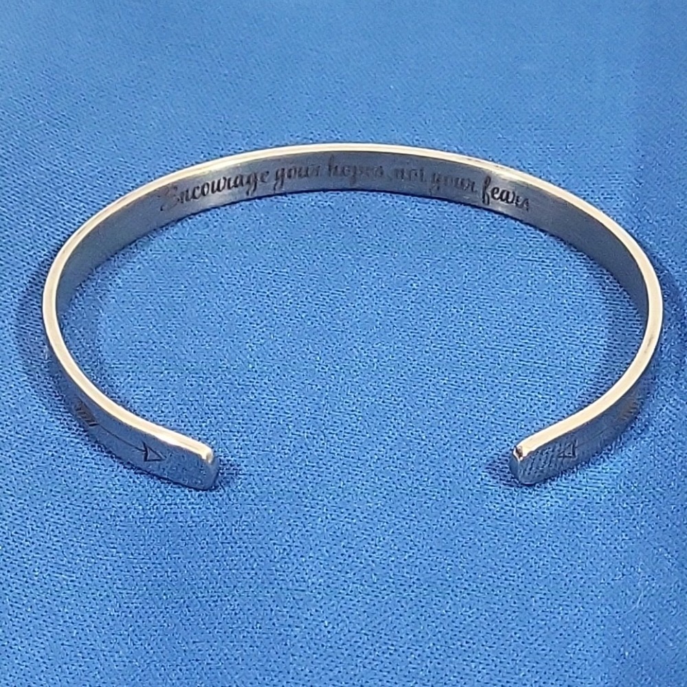 Encourage Your Hopes Not Your Fears Silver-Tone Cuff Bracelet Inspirational